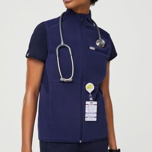 Figs navy blue vest. Worn twice. Perfect condition. Smoke free home.